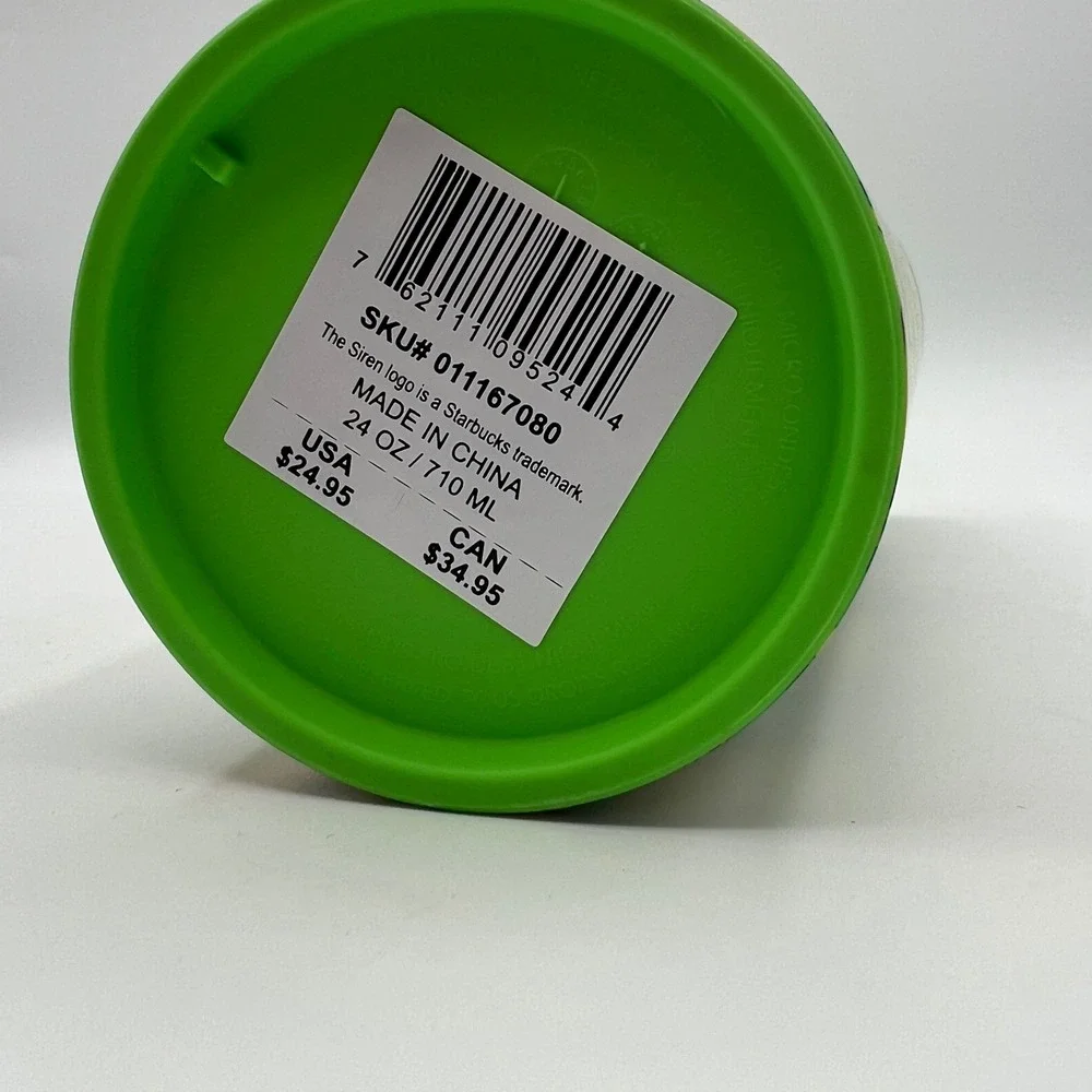 Farm Rio Starbucks Banana Tropical Cold Cup Tumbler 24oz Green Yellow 011167080